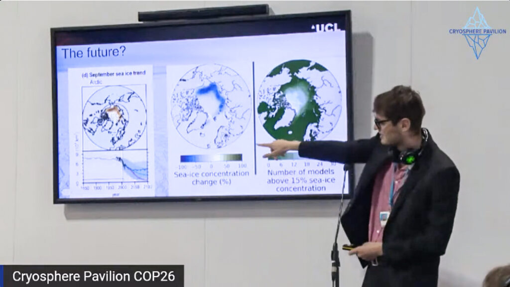 Robbie Mallett describing changes in sea ice concentration in the shallow seas of the Arctic Ocean