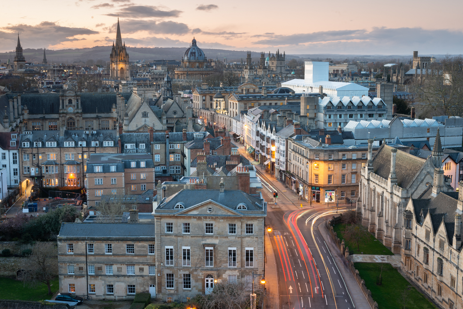 Oxford at twilight from Magdalen Tower